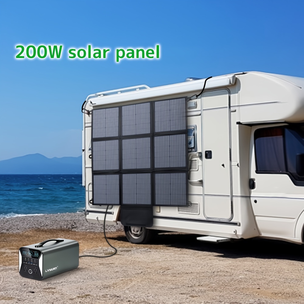 Panel solar portátil de 200 W, cargador solar plegable con soporte, panel  solar monocristalino estadounidense 23.5% de eficiencia, tela Oxford de