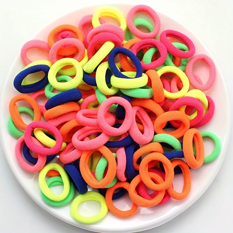 50/100pcs Elastic Hair Accessories For Girls Rubber Bands Candy  Fluorescence Black Colored Ring Ponytail Holder Hair Bands