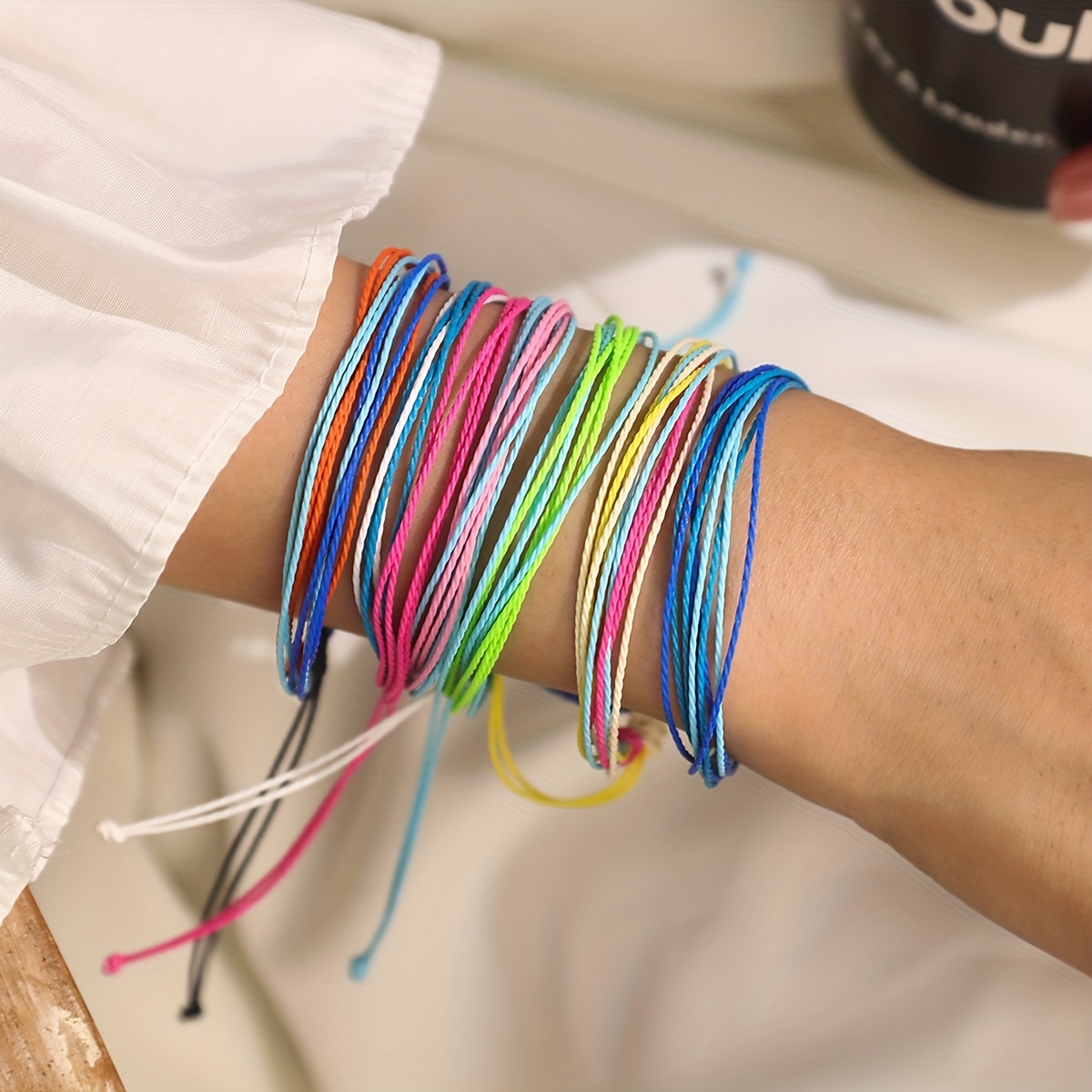 Colorful Braided Bracelets Set Adjustable Boho Style - Temu