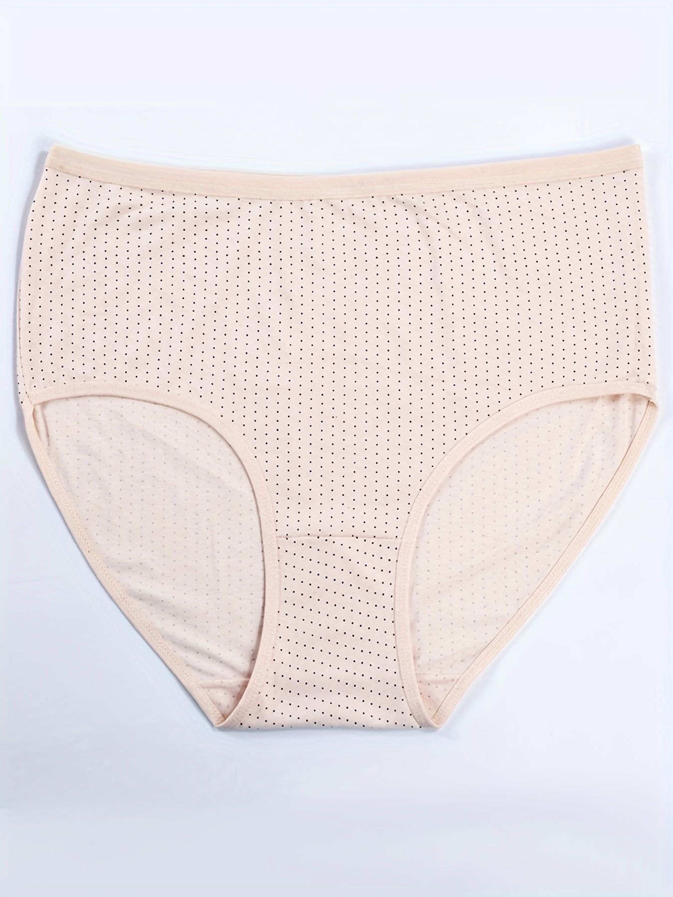 4 Pack Plus Size Elegant Underwear Set, Women's Plus Dot Print High Stretch  Breathable Underwear Four Piece Set