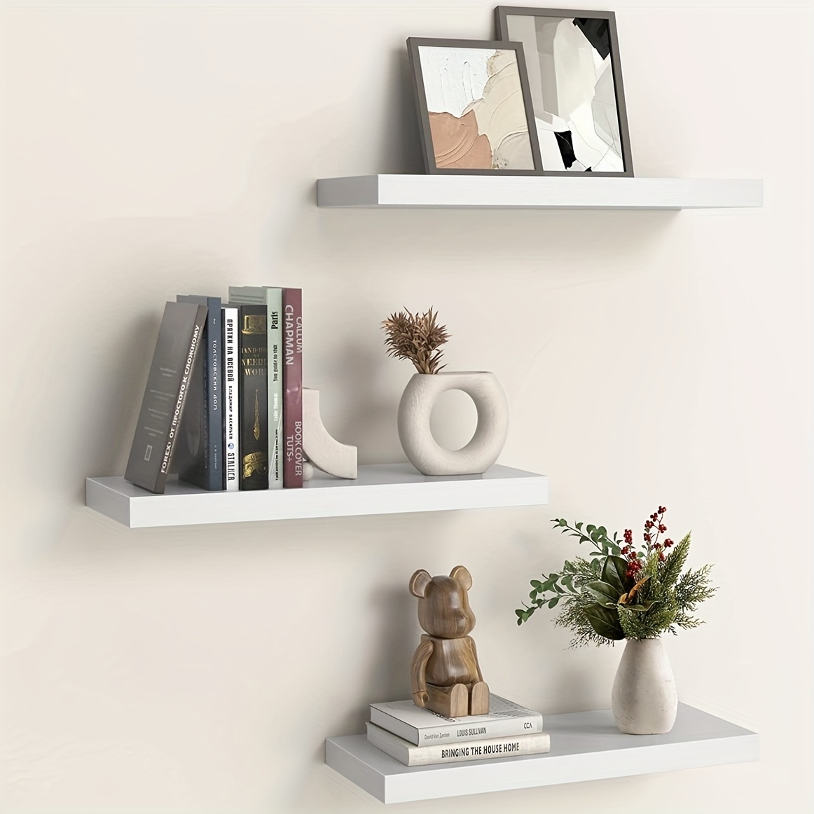  Set of 4, Acrylic Shelves for Wall, 15 Adhesive Clear Bathroom  Stroage Shelves, Acrylic Wall Shelf Organizer, Floating Shelves Wall  Mounted, Book Wall Shelves for Kids Baby (No Drill) : Home