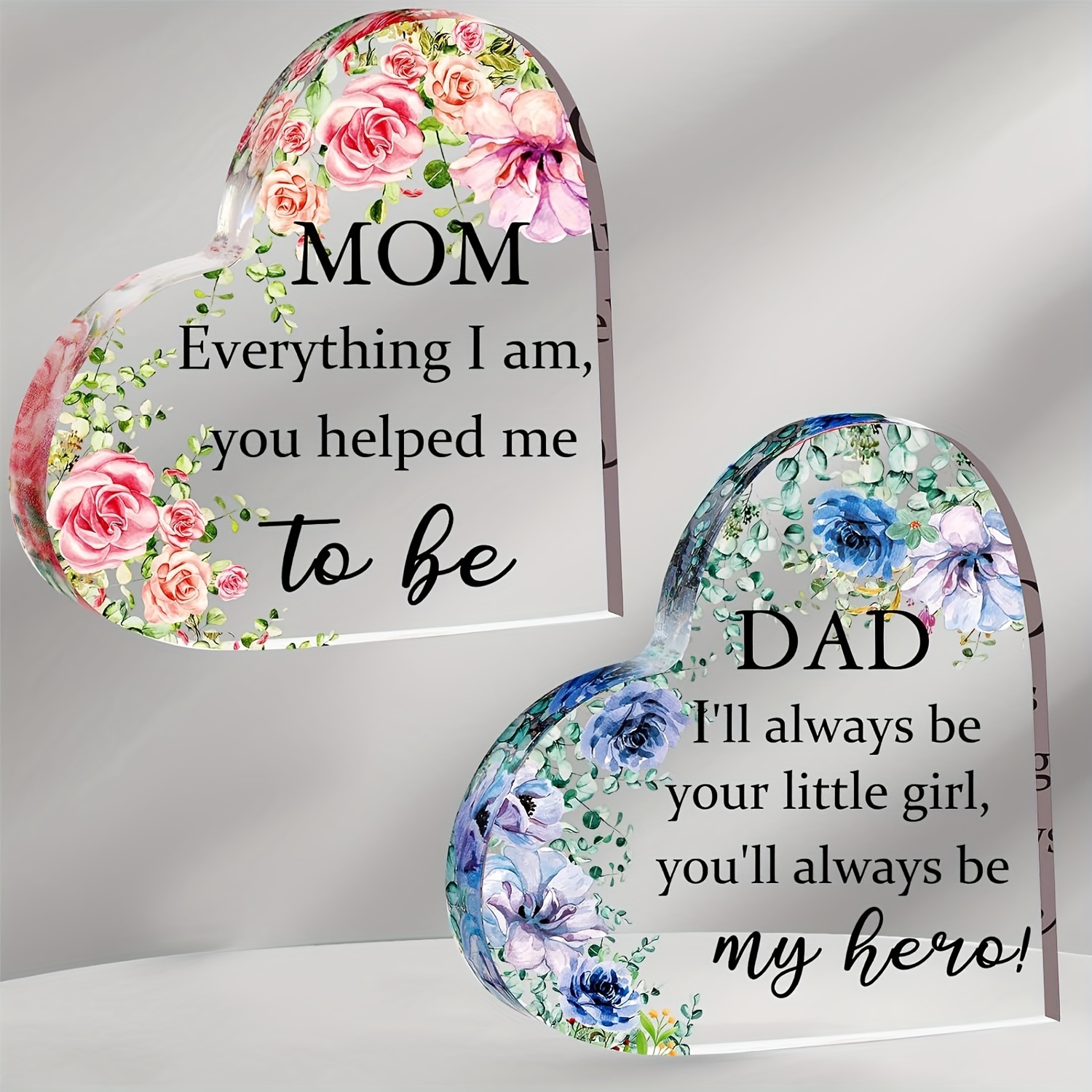  Mom Gift Dad Gift Mother in Law Gift Bonus Mom Gift Acrylic  Heart Mothers Dads Plaque Gifts Grateful Birthday Gifts for Mom Dad Acrylic  Best Mom Dad Sign Acrylic Heart Sign (