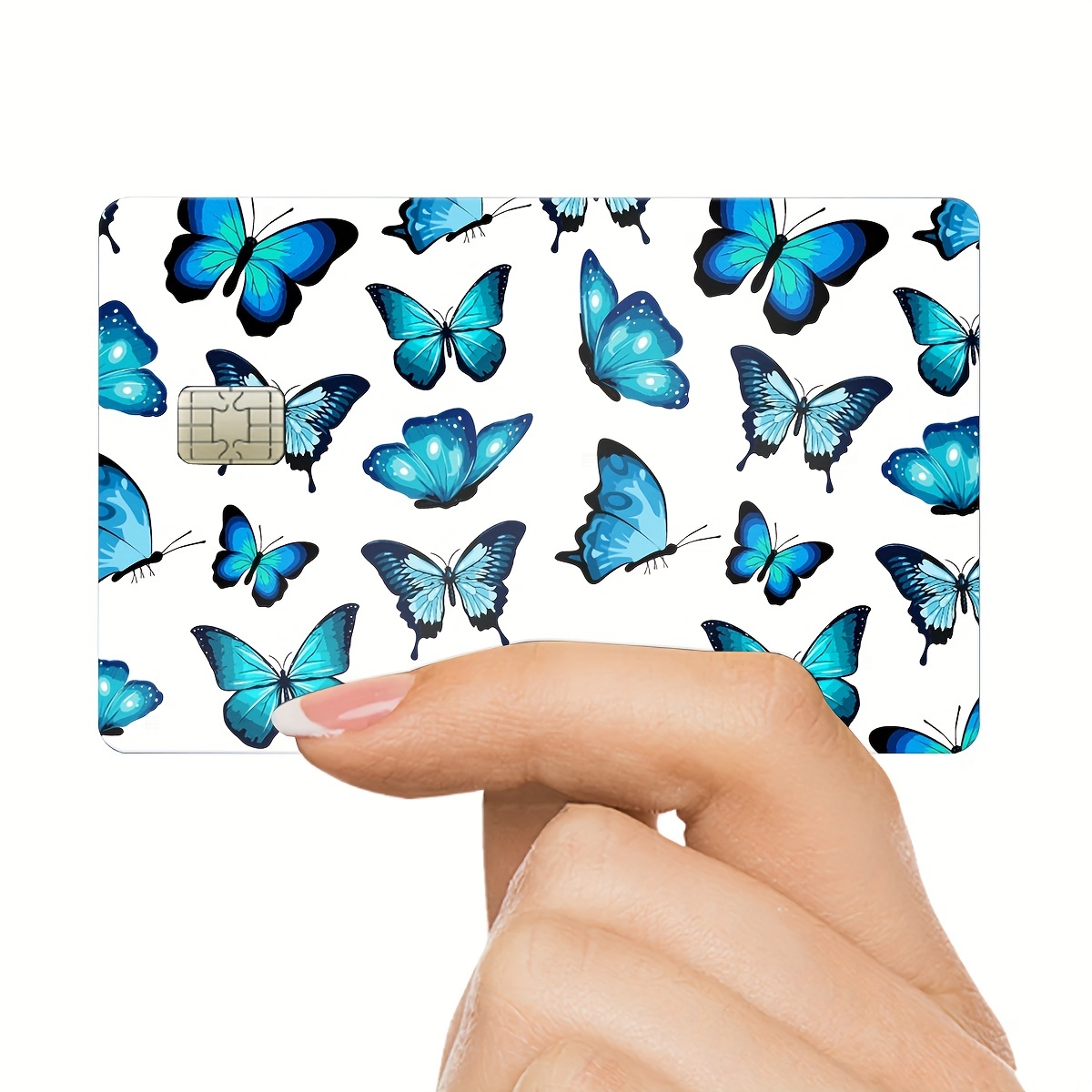 2 Stück Blaues Schmetterlingsmuster Kreditkarten-Bankkarten