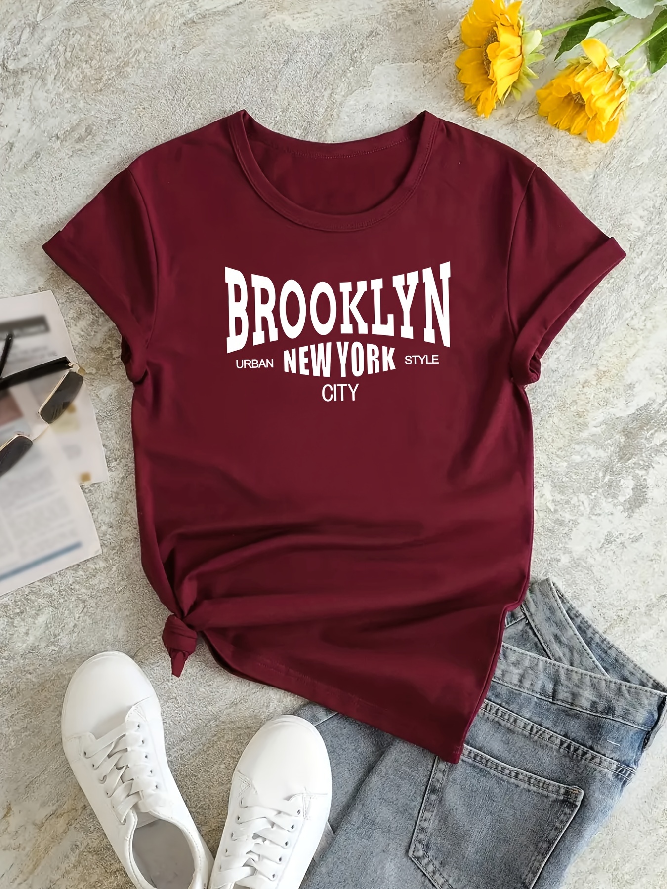 NEW YORK PRINT T-SHIRT - Burgundy