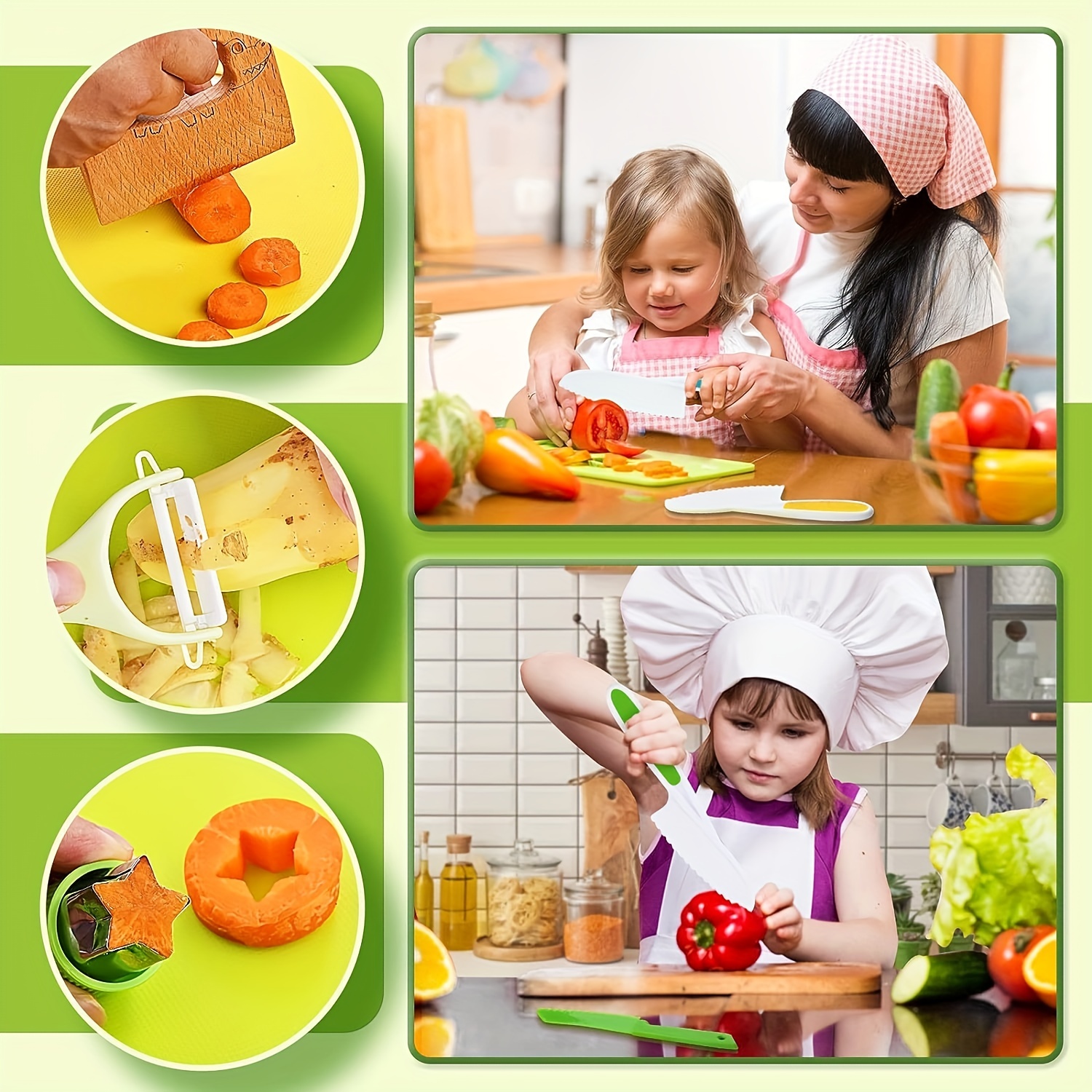 Set di Coltelli da Cucina per Bambini - Coltello in Plastica per Bambini  per Cucinare con Bambini, Coltello da Apprendimento, Spelucchino in  Ceramica - Sicurezza Bambini (Testa rotonda, Coccodrillo) : : Casa