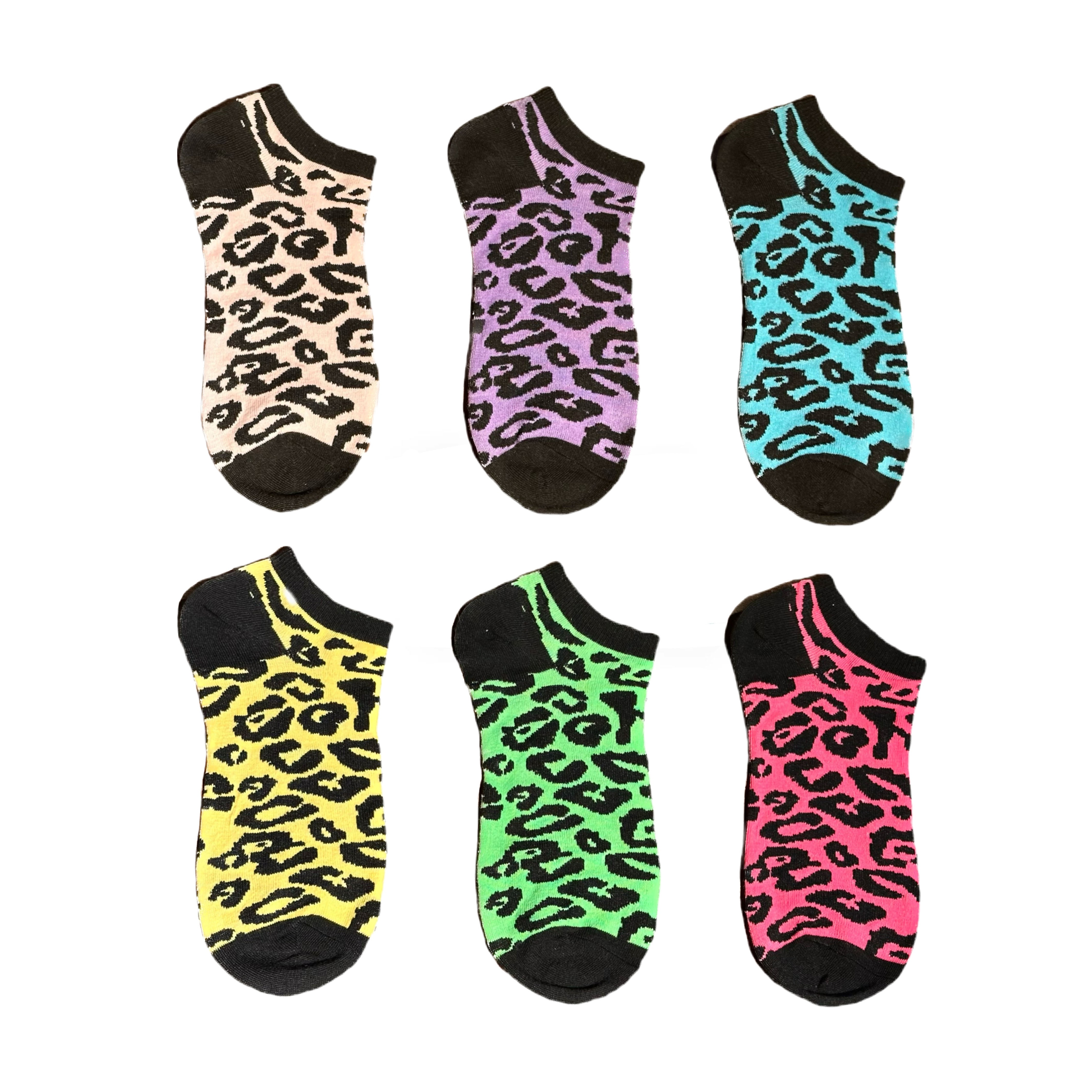 

6 Pairs Leopard Print Socks, Causal & Soft Low Cut No Show Ankle Socks, Women's Stockings & Hosiery