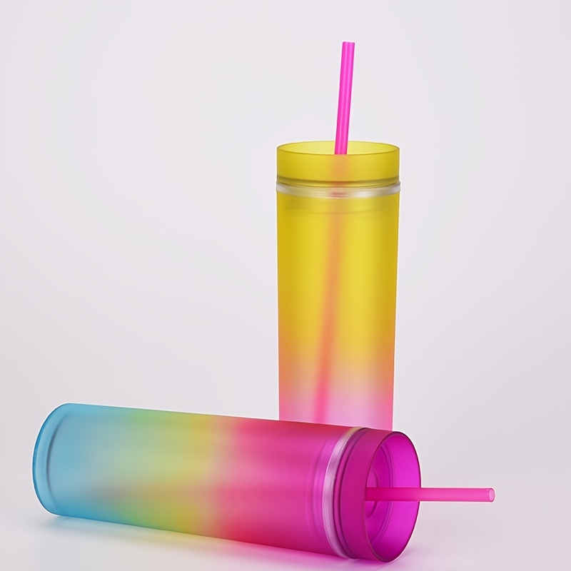 500Ml 16 Oz Skinny Tumblers with Lid and Straw Matte Acrylic