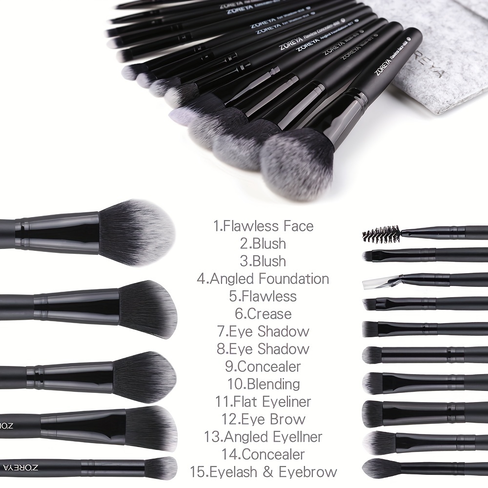 15pcs Makeup Brushes Set for Powder Eyebrow Foundation Blush