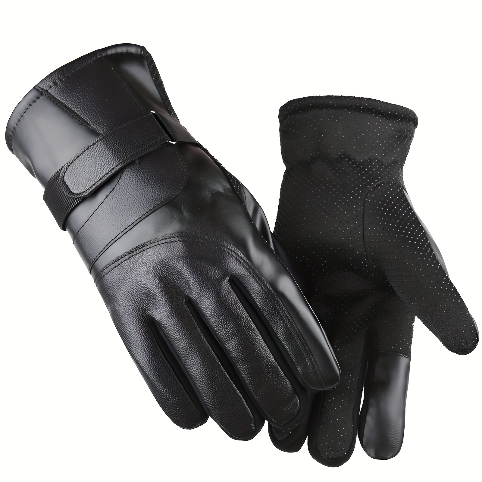 Leather Gloves for Men,Winter Sheepskin Leather Driving Gloves,Touchscreen  Wool Fleece Lined Warm Gloves for Gift