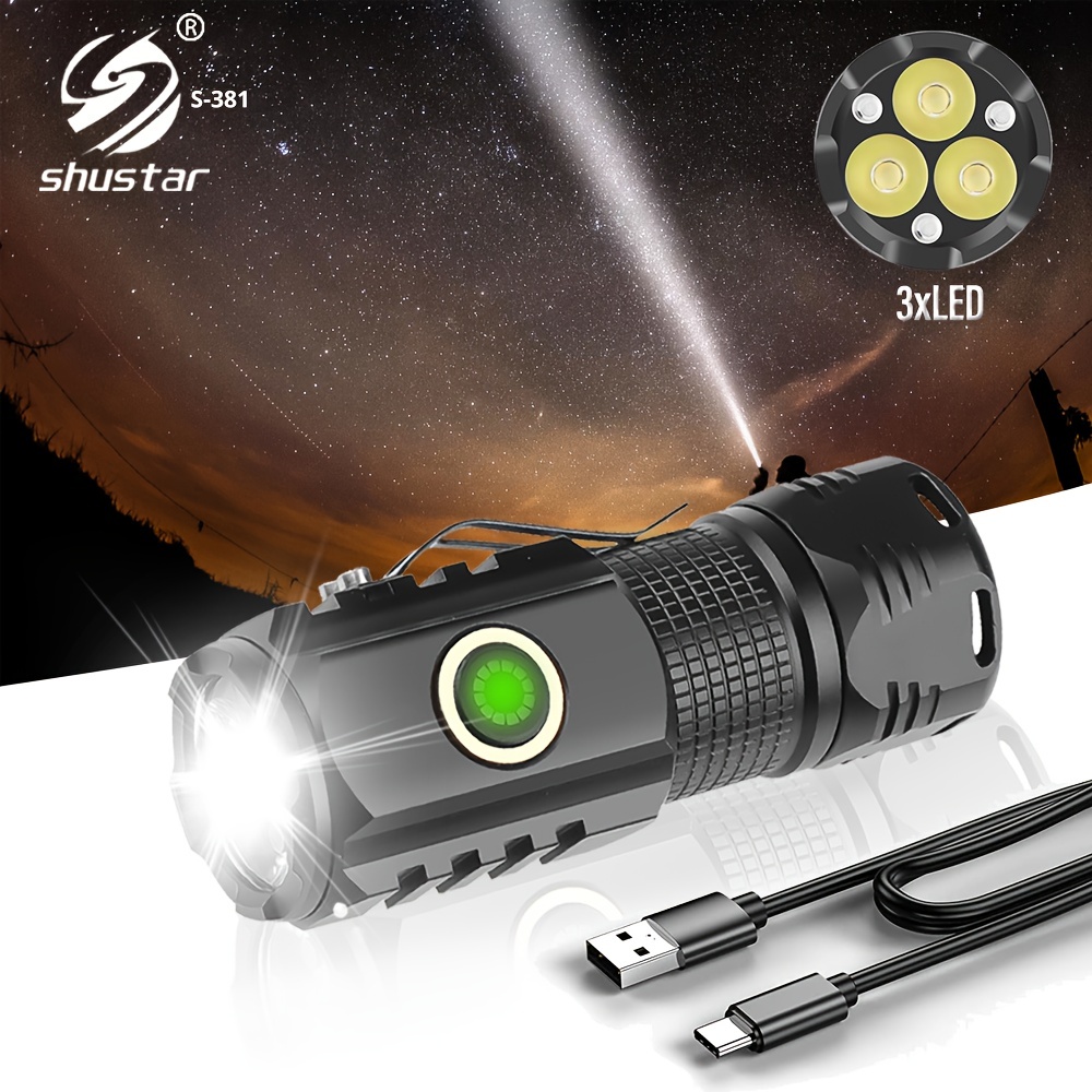 1pc Portable Mini Flashlight Super Bright Led Torch Usb Rechargeable Mini  Lantern Waterproof Modes Hat Clip Lights For Outdoor Camping Hiking  Fishing Hunting Emergency Lighting 24/7 Customer Service Temu
