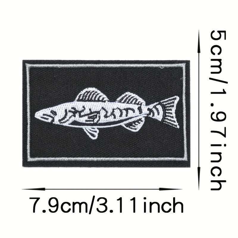 Fish Skull Fashion Embroidery Patch Men Rectangular Tactical - Temu Canada