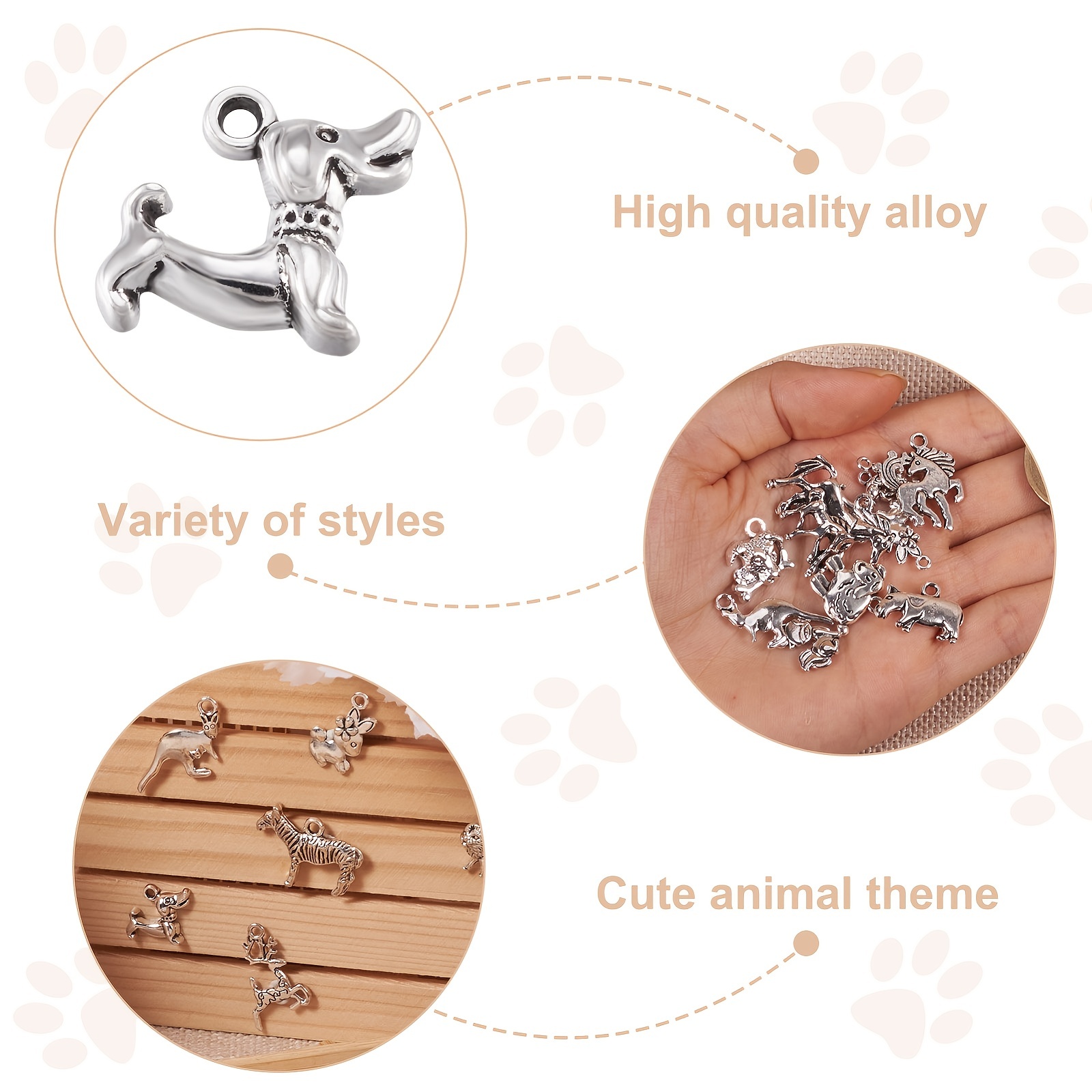 100pcs Mixed Animal Series Alloy Pendants Vintage Silvery Animal Charms  Bulk For Jewelry Accessories DIY Necklace Making Supplies