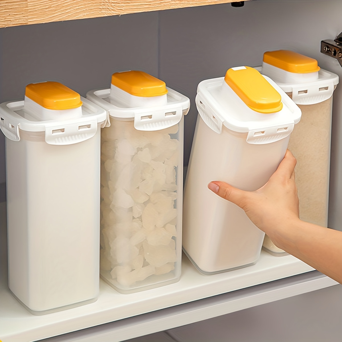 Plastic Square Storage Bottle With Lid - Kitchen Pantry Organization