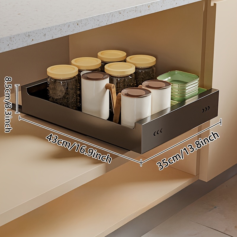 1pc Punch-free Iron Kitchen Spice Bottle Storage Rack, Cabinet