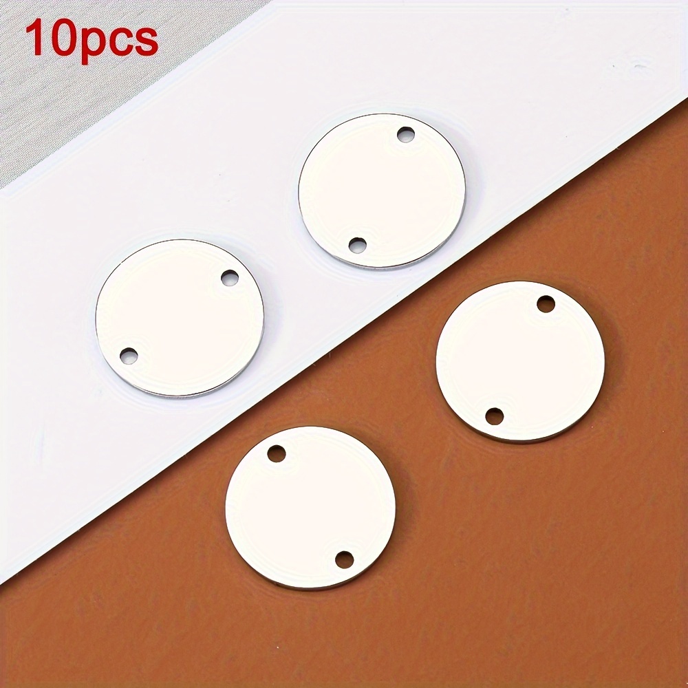 Image of 10pcs Stainless Steel 2 Hole Round Charms Pendants For Necklace Bracelet Connectors Beads, Making Supplies