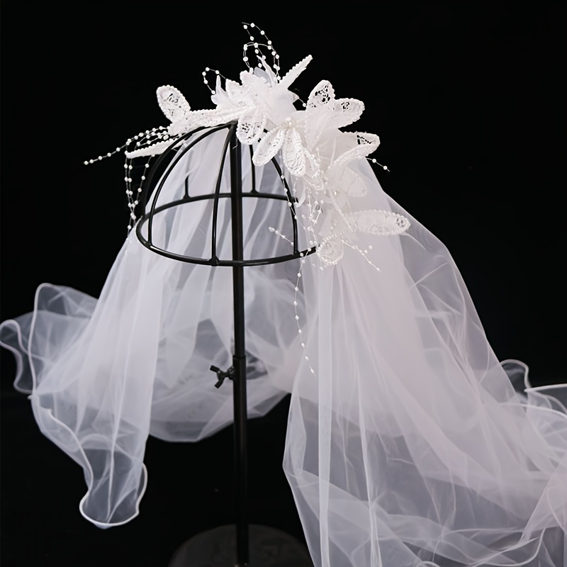 Communion Veil Ribbon Edge Headdress First Holy Communion Outfit Tulle, White