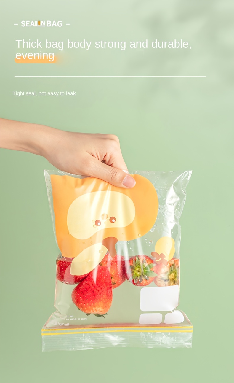 15 20 30pcs cartoon pattern reusable storage zipper bag sub packaging bag fresh keeping bag anti odor leak proof freezer bag for fruits vegetables   home kitchen supplies details 5