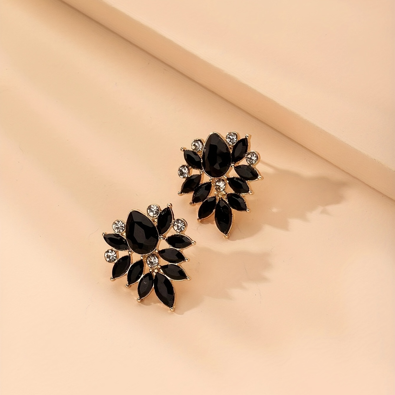 Black Rhinestone Camellia Fashion Premium Feeling Stud Earrings Womens  Jewelry, Shop On Temu And start Saving