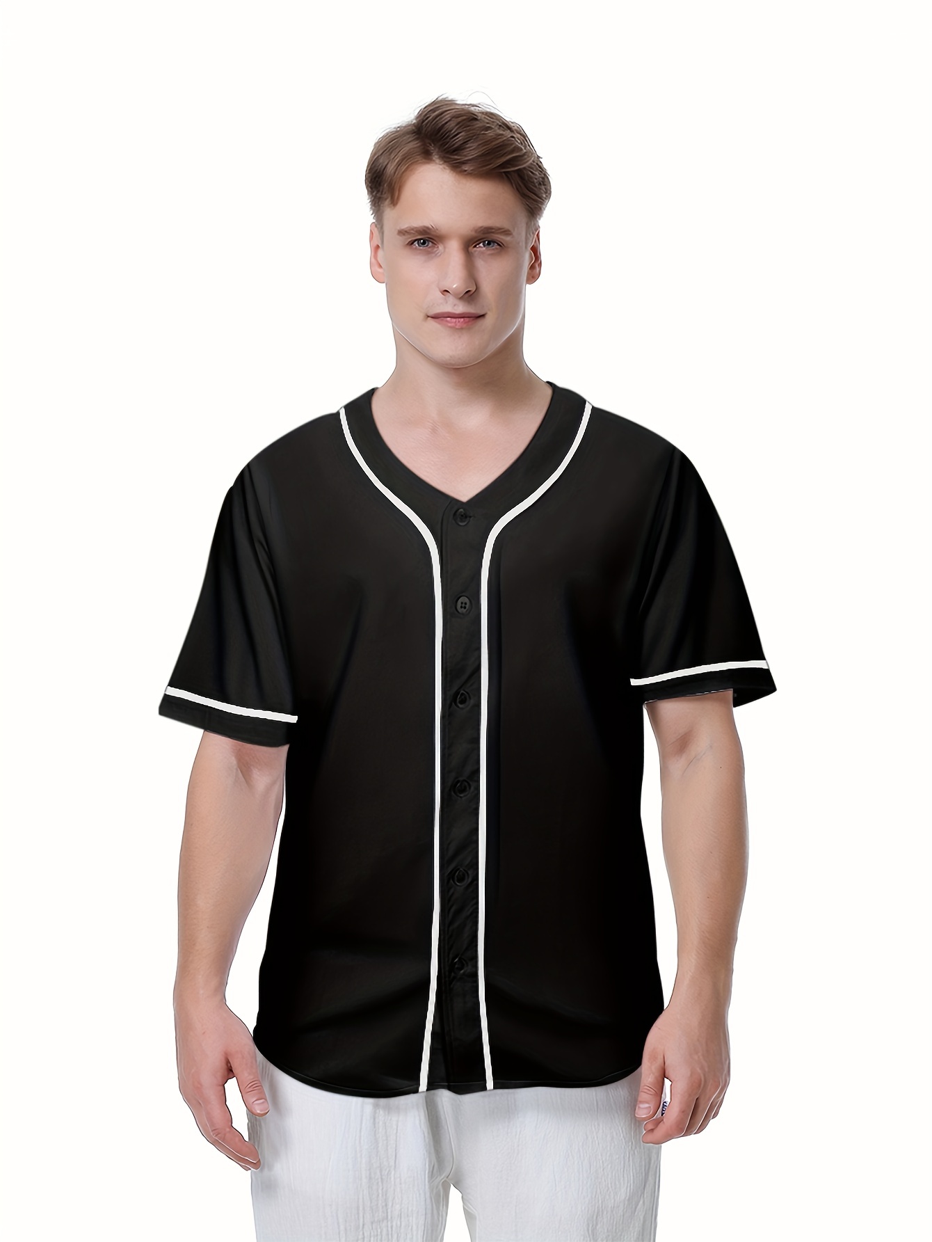 Men's Solid Color Classic Design Baseball Jersey, The Sandlot Print Retro Baseball Shirt, Slightly Stretch Breathable Sports Uniform for Training