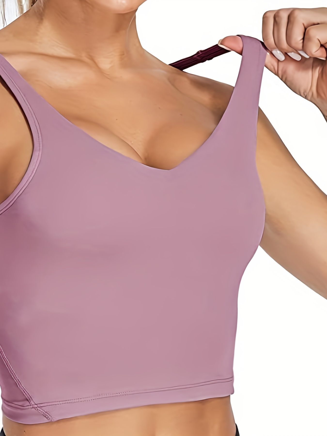 RQYYD Longline Sports Bras for Women Workout Crop Tops Padded Workout Tops  Solid Sports Bra Tank Top Pink XXL