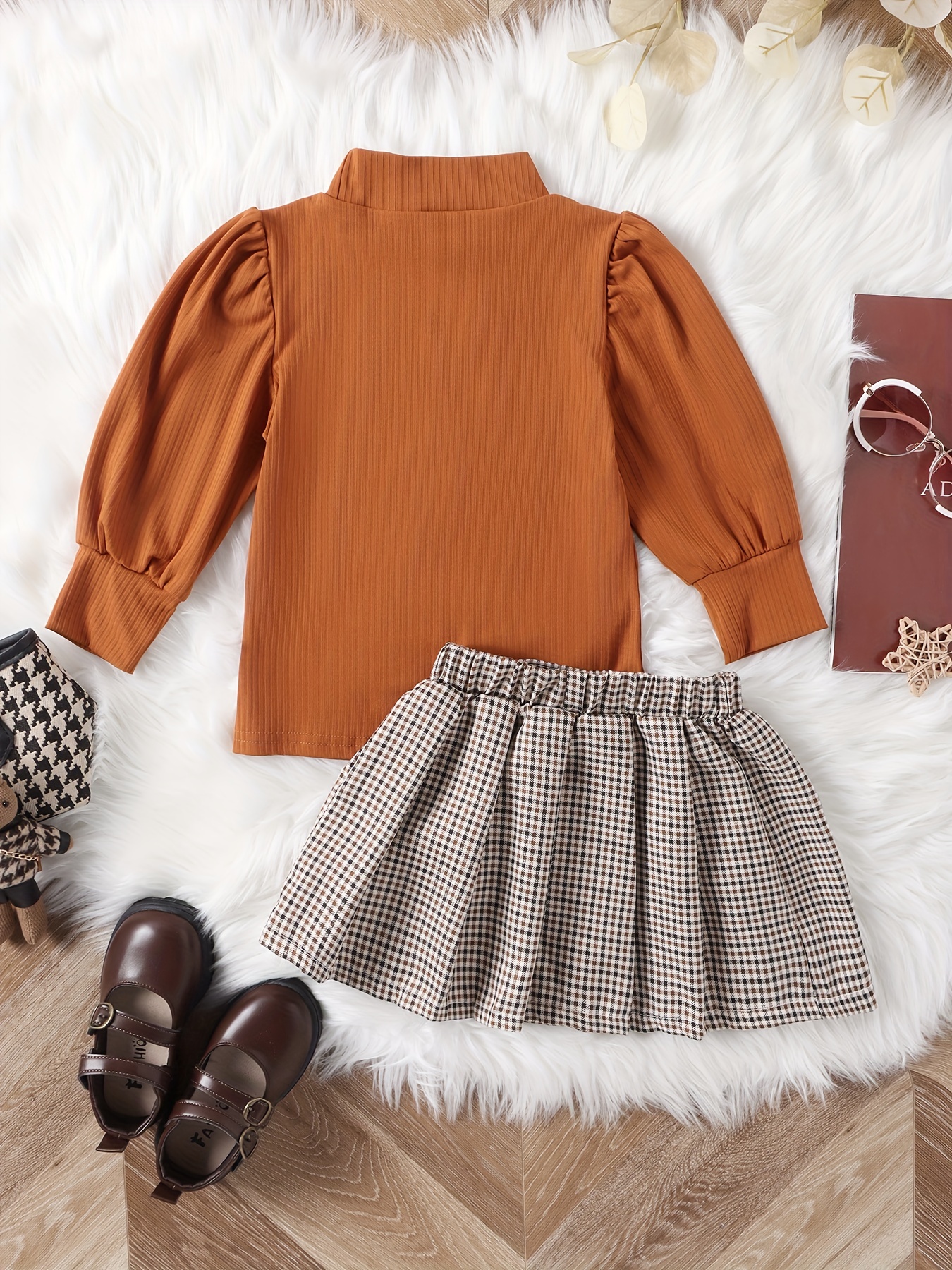 Toddler plaid skirt outfit sale