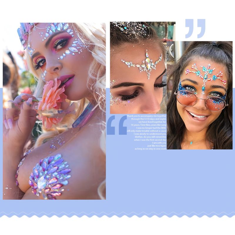 Stars Moon Face Gems Jewels Stick on Face Makeup Eyes Gems Crystal  Rhinestones Sticker Gift for Women Accessories Costume Temporary Tattoos