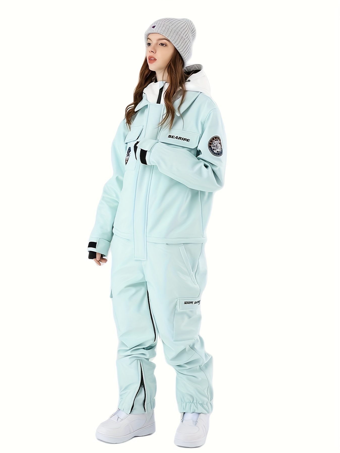  NVHXHW - Traje de esquí para mujer, para invierno, cálido,  resistente al viento, impermeable, chaqueta de esquí y pantalones para mujer,  traje de snowboard para esquí, color rosa y nieve (color