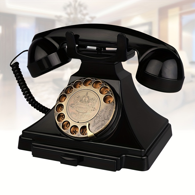Teléfono fijo retro de diseño rotativo, antiguo teléfono fijo vintage  europeo clásico antiguo de los años 60 Teléfono decorativo para el hogar