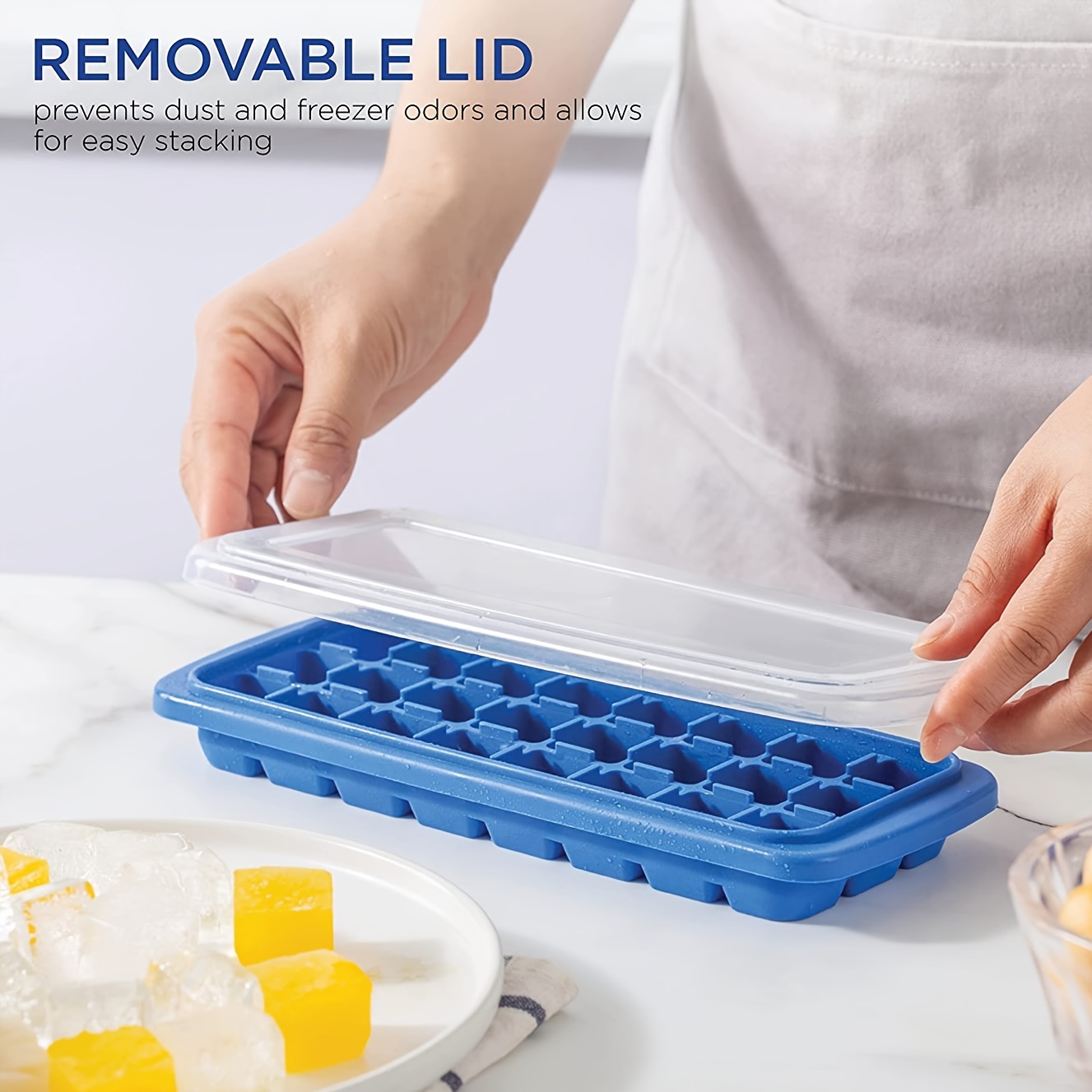 Ice Cube Tray With Lid And Container Flexible Food Grade - Temu