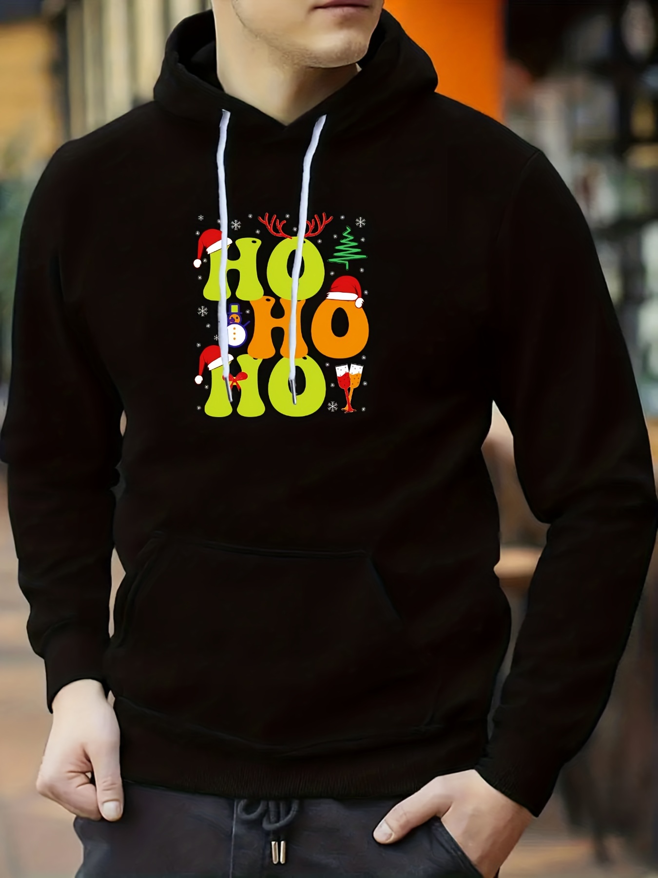 sudadera capucha cordón estampado navideño sudaderas capucha