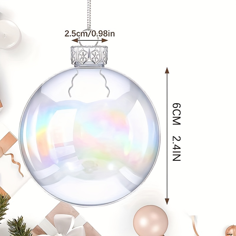 6 Pcs DIY Clear Plastic Fillable Balls Ornament 2 36Inch Christmas Balls