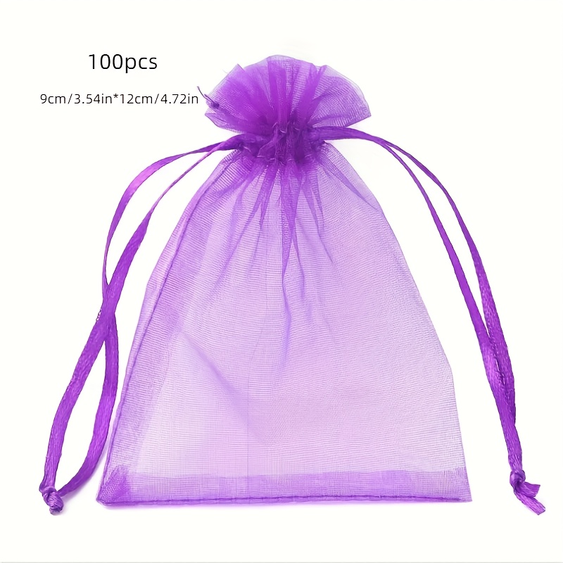 50 Small Jewelry Bags Purple Jewellery Packaging Drawstring Bags