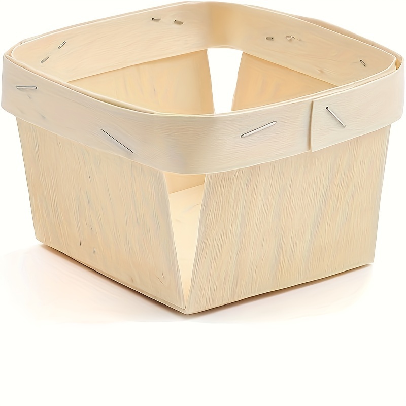 Cestas de regalo de madera de un cuarto de galón (paquete de 10); para  recoger frutas o artes, manualidades y decoración; cajas cuadradas de  madera