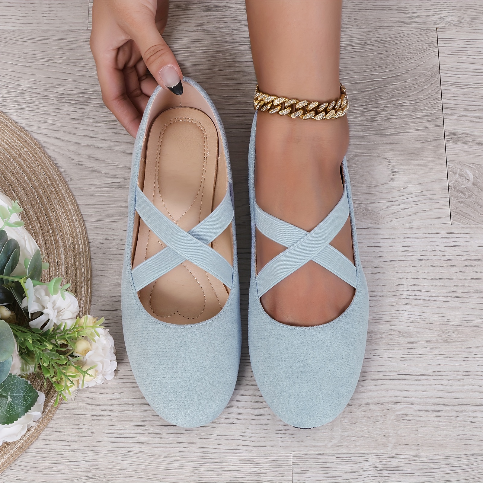 women's crisscross band flat shoes comfy solid - Temu