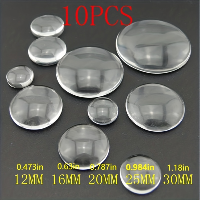 

10pcs Transparent 12mm 16mm 20mm 25mm 30mm Glass Cabochon Round Dome Diy Jewelry Making Necklace Keychain Accessories