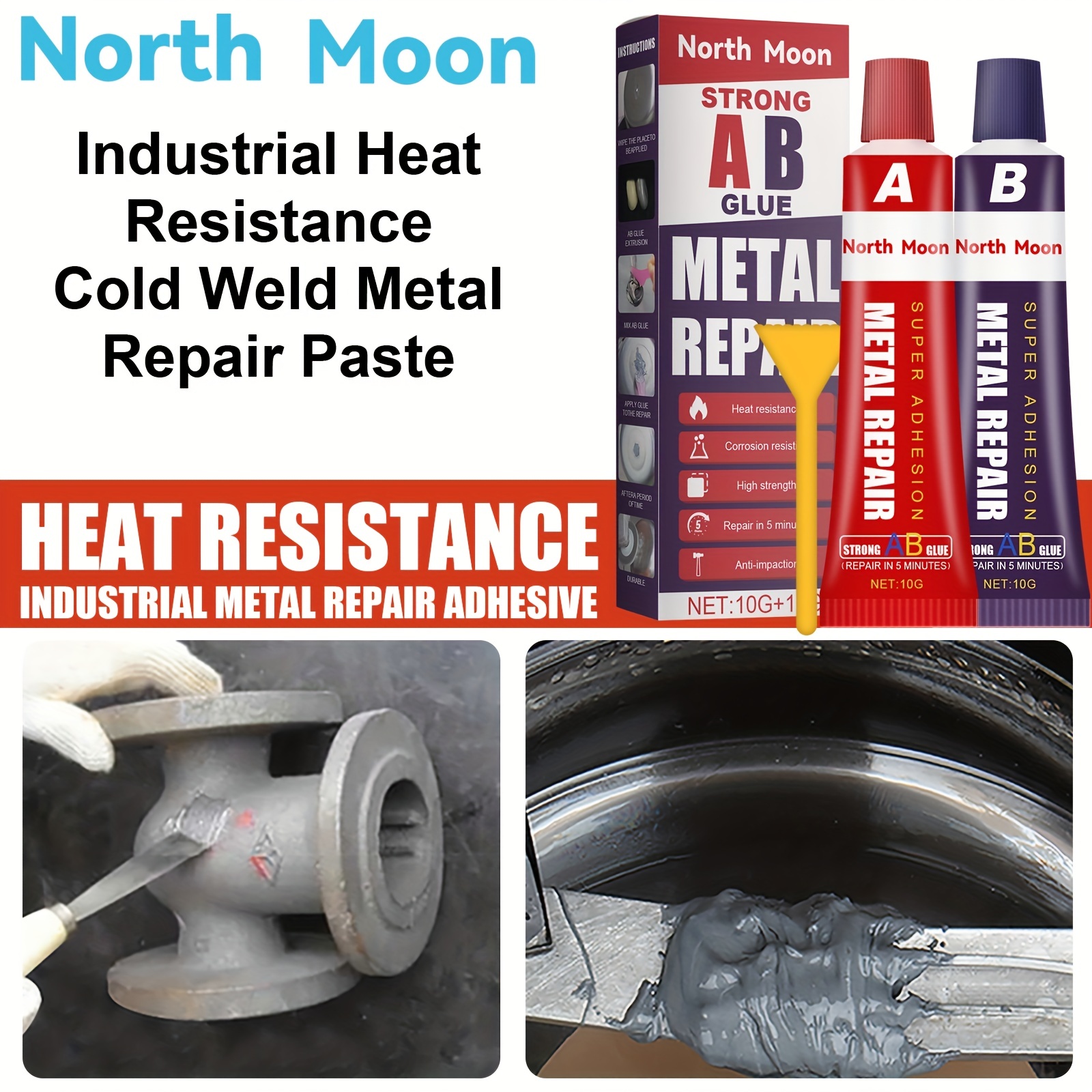 Industrial AB Glue Metal Repair Paste Adhesive Heat Resistant Sealant Cold  Weld