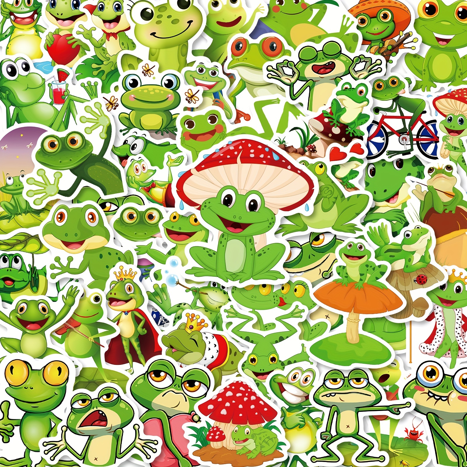 Scrapbook Stickers / Water Bottle Lot of 8 Frog Stickers.