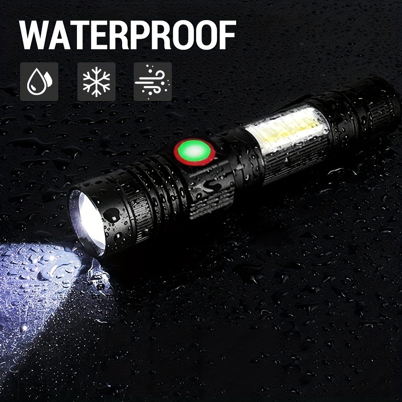ideal, 2pcs portable zoomable magnetic led flashlight waterproof usb rechargeable 4 lighting modes ideal for camping hiking and repairs details 6