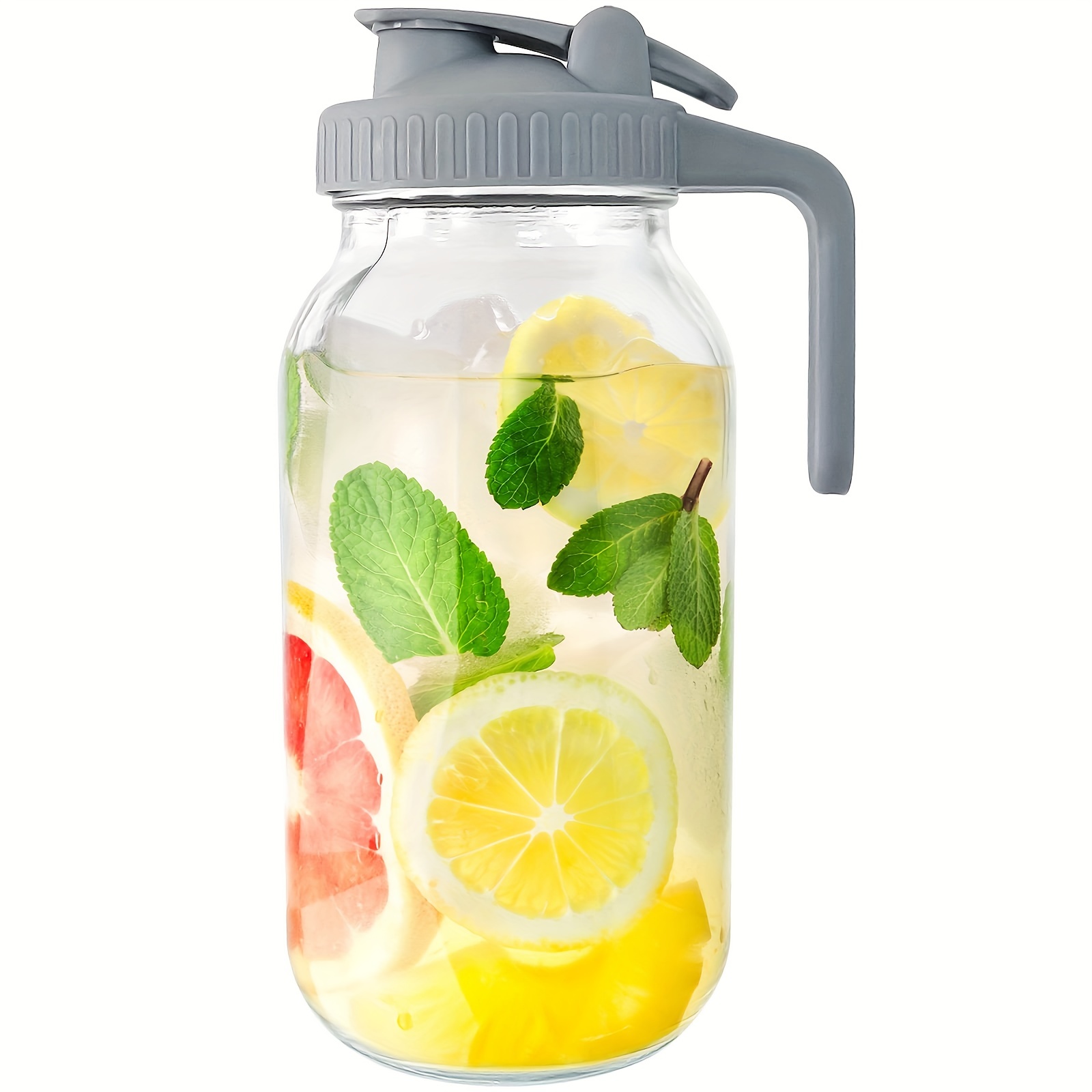 Glass Pitcher with Lid for Fridge, 48 OZ Water Spout Jug with Handle for  Iced Tea, Ice Coffee, Juice, Lemonade Cold or Hot Drinks, Liquids Beverage