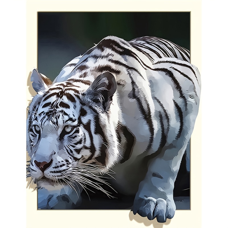 Create Your Own Unique Home Decor: 1pc DIY Diamond Painting of a White Tiger