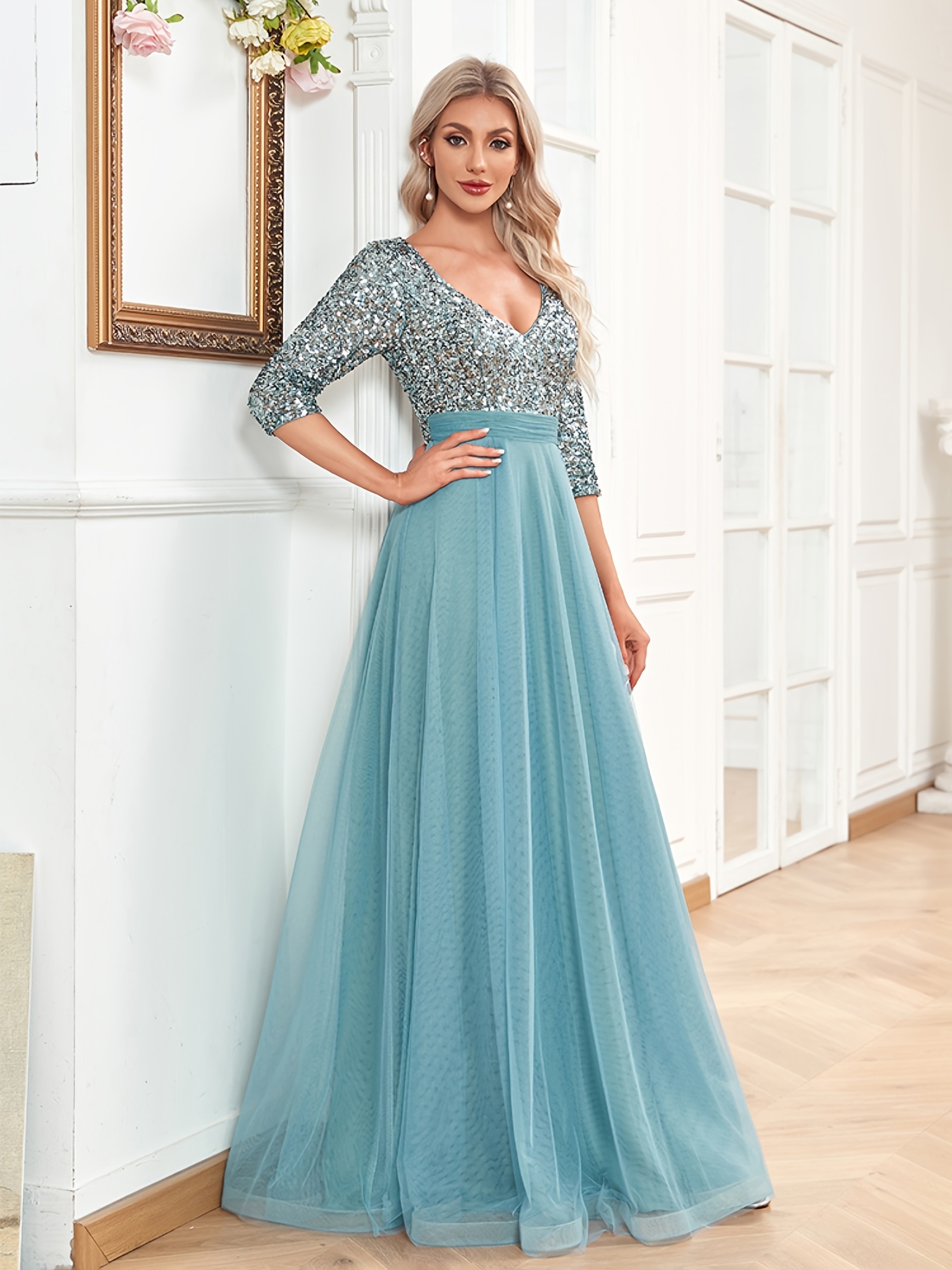 Half sleeve evening store gown