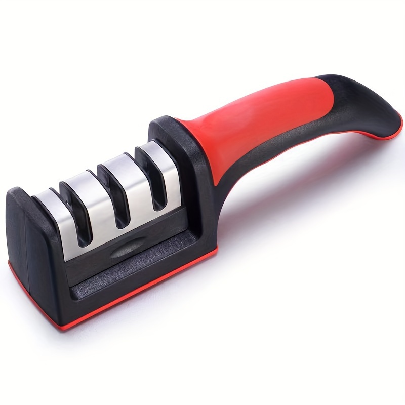 Knife Sharpener Handheld Multi-function 3 Stages Type Quick Sharpening Tool  With Non-slip Base Kitchen Knives Accessories Gadget