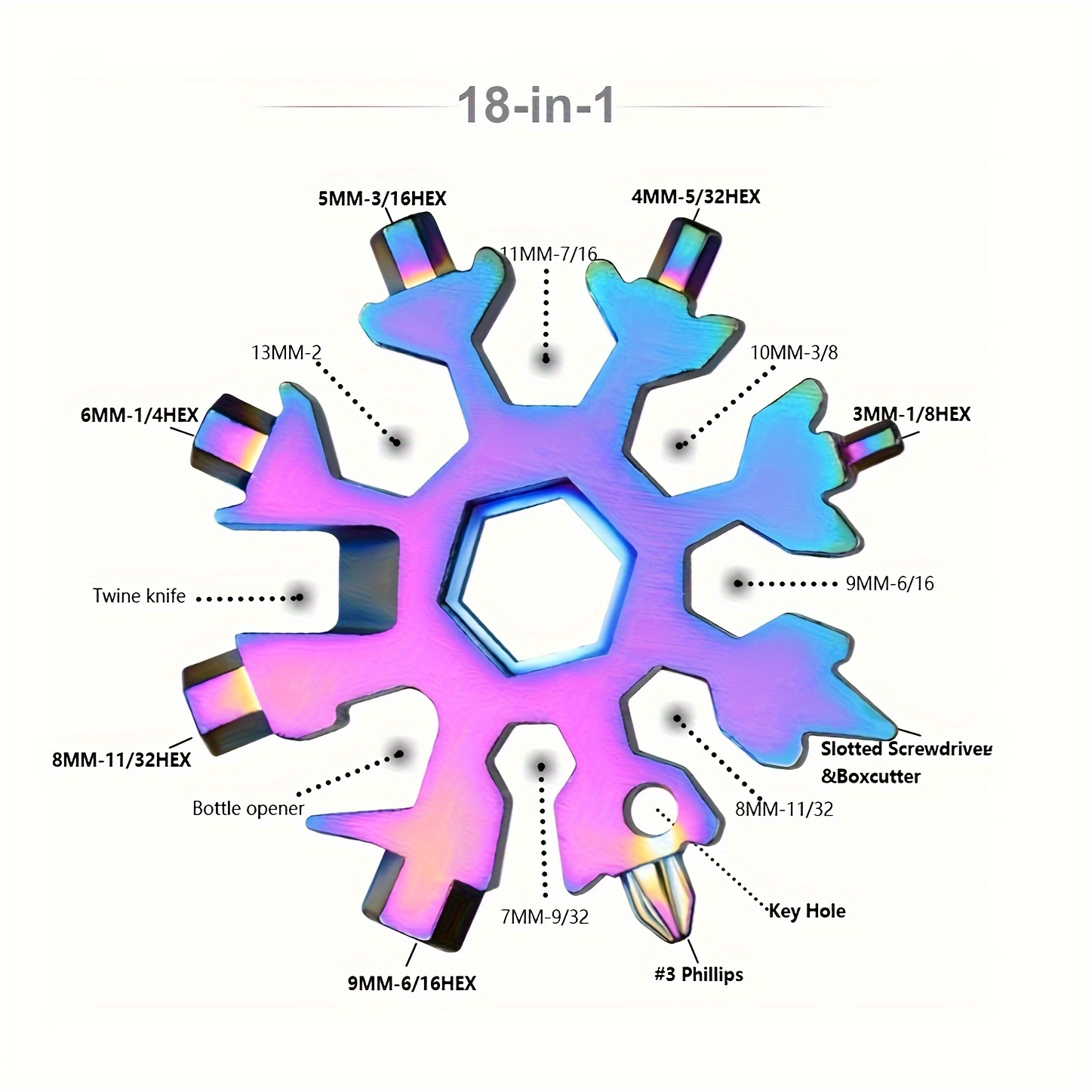 TEMU 1pc 18-in-1 Multi-Tool, tragbares Edelstahl-Multi-Tool, kleines Schneeflocken-Tool Multi-Funktions-Outdoor-Tool, Handwerkzeug für Jungen,