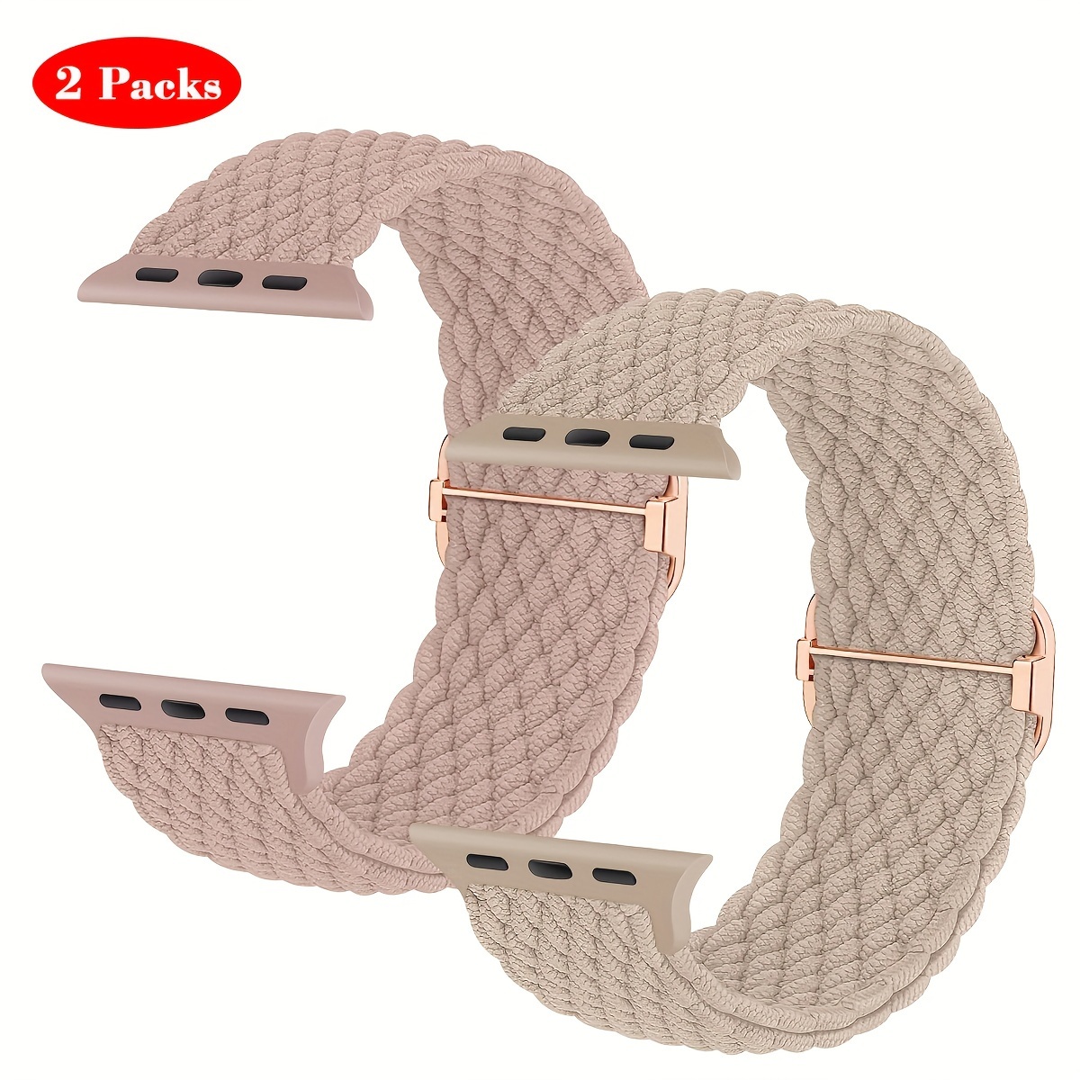 

2 Packs Stretchy Compatible With Iwatch 49mm 45mm 44mm 42mm 41mm 40mm 38mm Men Women, Soft Nylon Braided Strap For Iwatch , Series 9/8/7/6/5/4/3/2/1 Se.