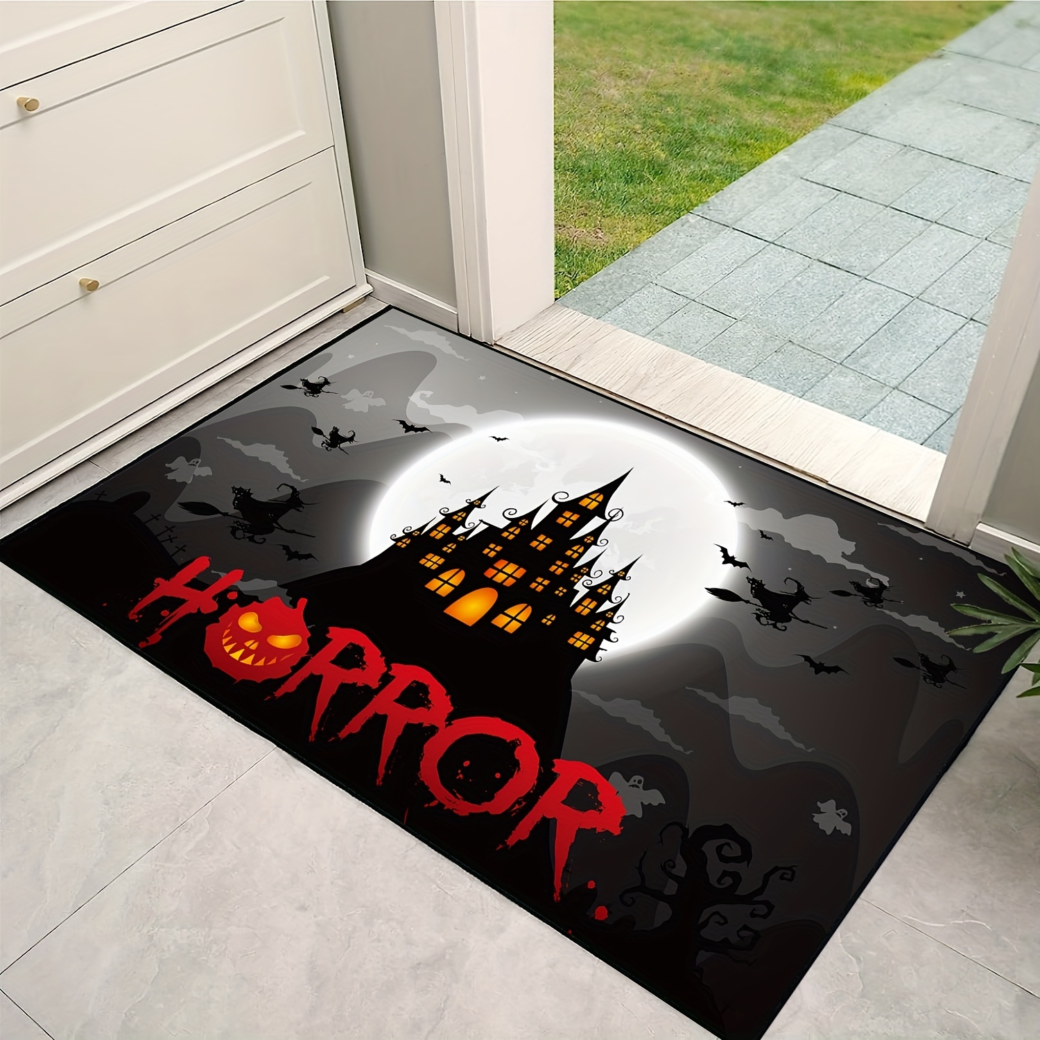Horror Night Castle Print Door Mat, Non-slip Floor Mats Indoor Outdoor  Entrance Carpet, Home Halloween Decor - Temu