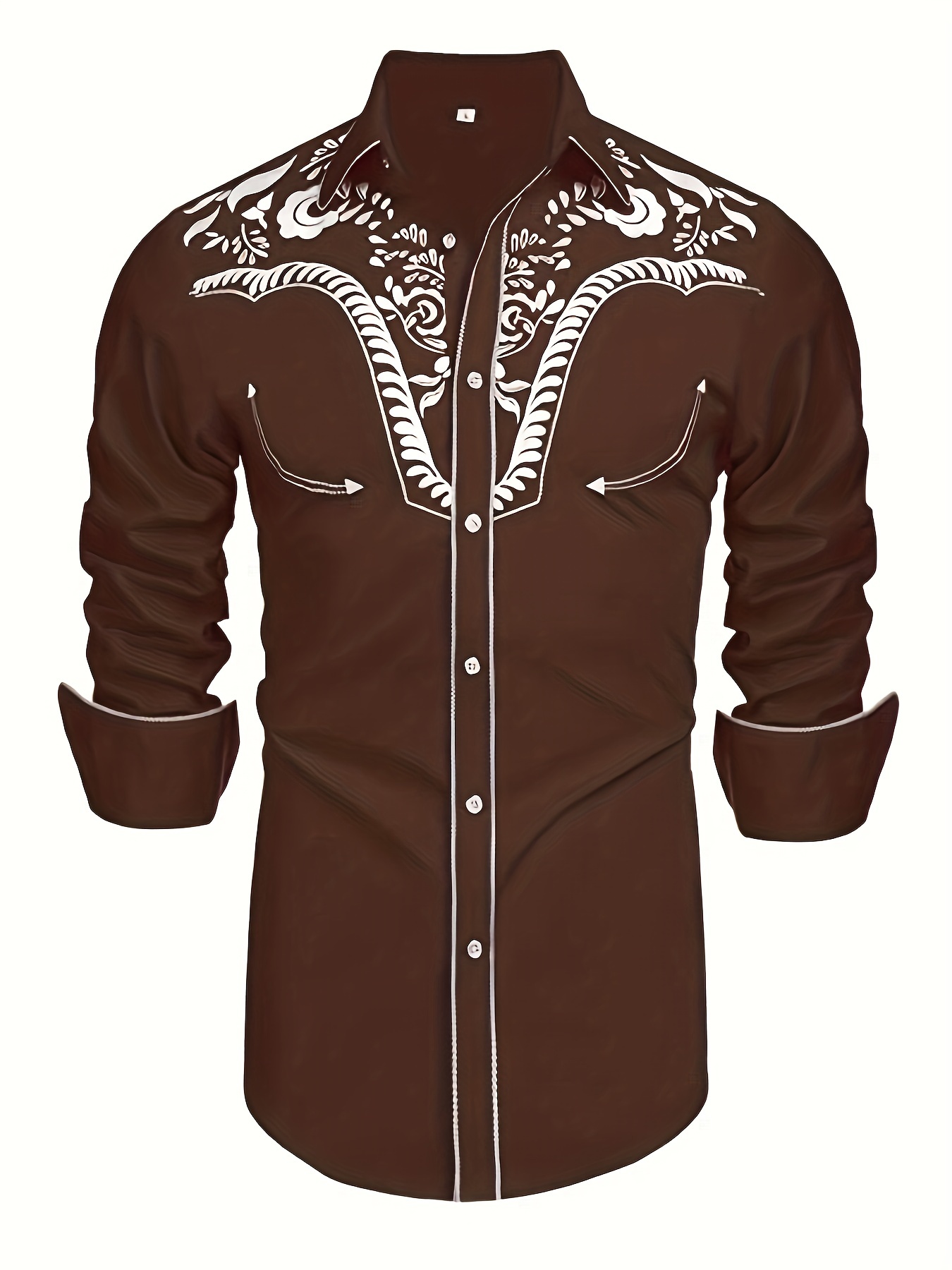 Women's Western Shirt Long Sleeve Embroidered Slim Fit Blusa