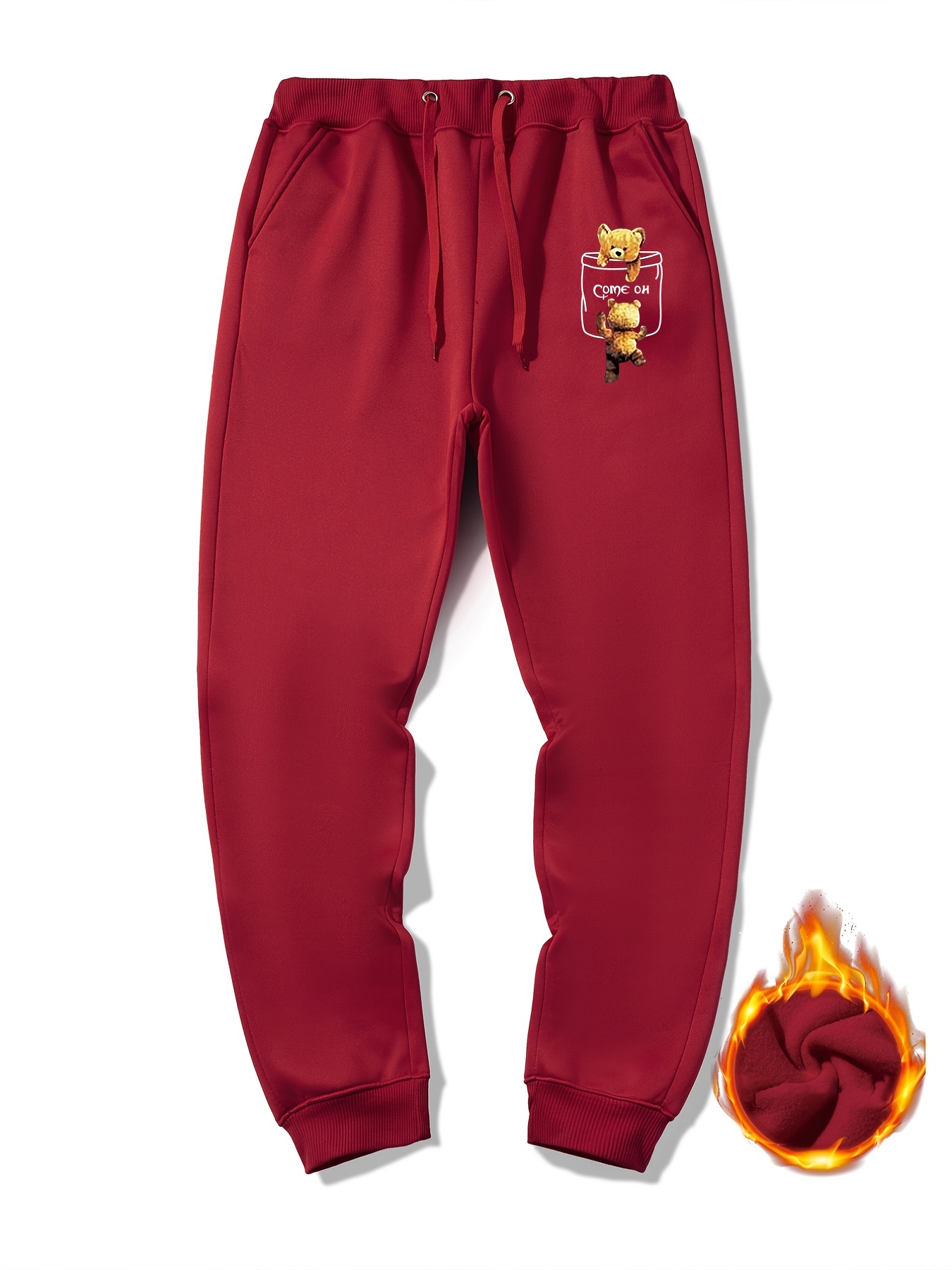 Men's Bear Graphic Sherpa Fleece Sweatpants