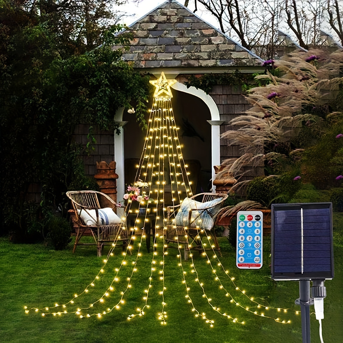 Usb Five pointed Star Waterfall Light Christmas Tree Light - Temu