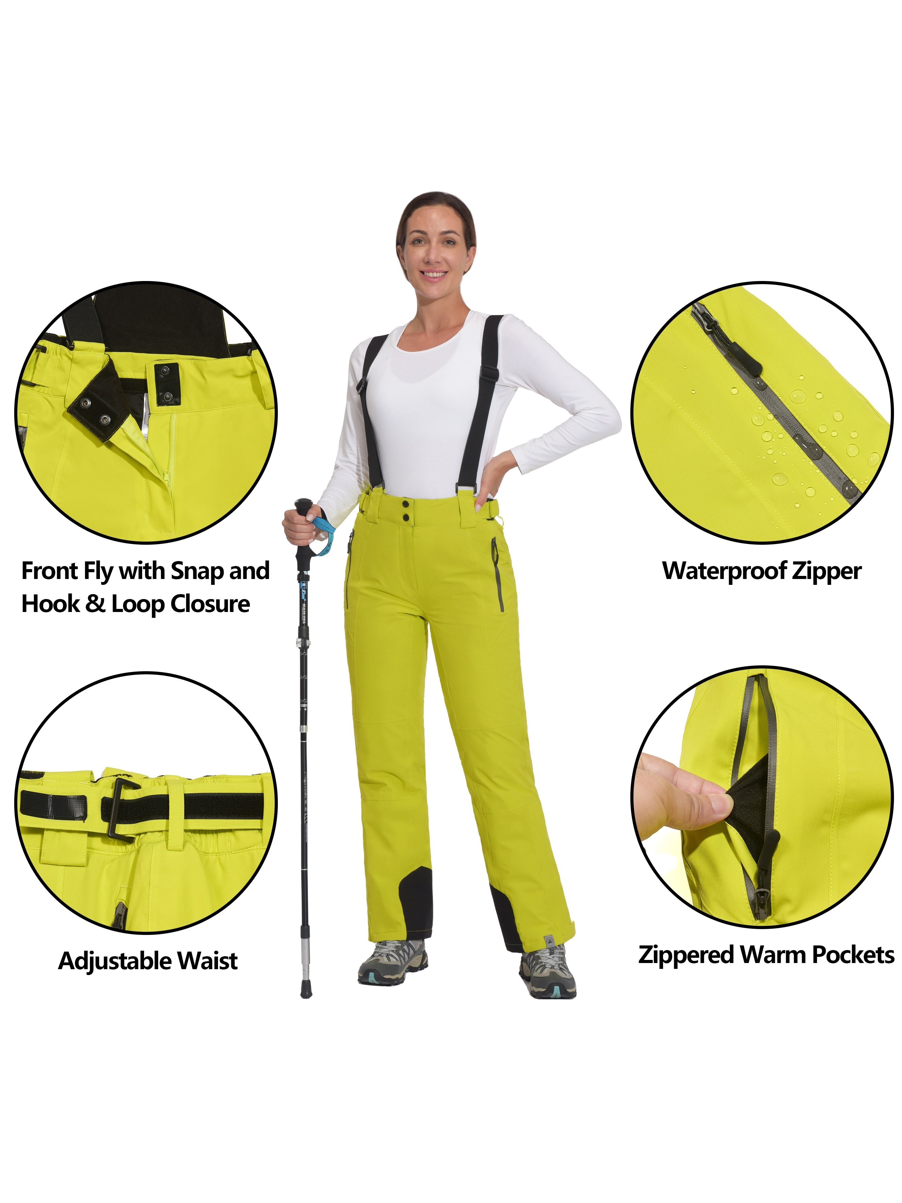 Arctix Waterproof Insulated Overalls Snow Bibs Winter Clothes for Women,  Yellow L 