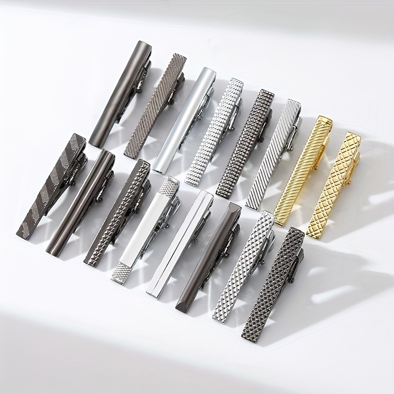 Tie Clips for Men Elegant Metal Necktie Tie Bar Pinch Clasp Wedding Party